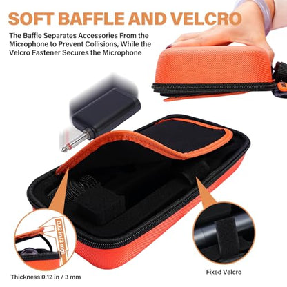 Wireless Microphone Case Compatible with JBL Wireless Two Microphone System & Dual Partybox Mics, Handheld Dual Mic Travel Bag for Singing & Karaoke, with 2 Mic Covers | Waterproof & Dirt Resistant - color: Upgrade-Orange