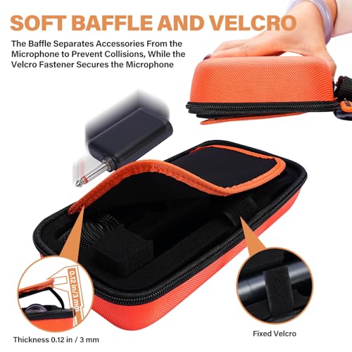 Wireless Microphone Case Compatible with JBL Wireless Two Microphone System & Dual Partybox Mics, Handheld Dual Mic Travel Bag for Singing & Karaoke, with 2 Mic Covers | Waterproof & Dirt Resistant - color: Upgrade-Orange