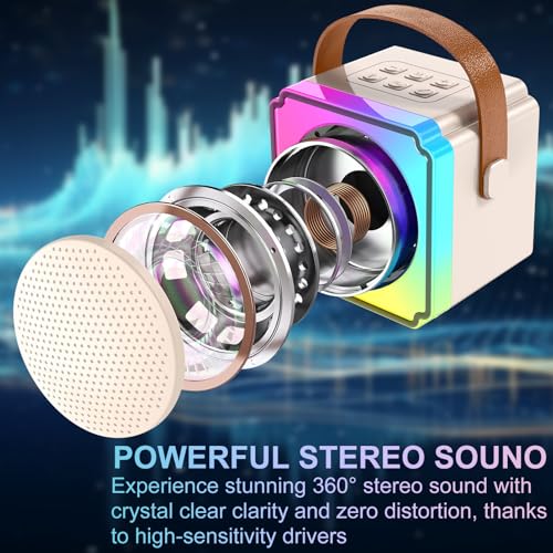 Mini Karaoke Machine for Kids Adults, Portable Bluetooth Speaker with 2 Wireless Microphones, Birthday Toys for Girls Ages 4 5 6 7 8 9 10 11 12+ Years Old Toddler