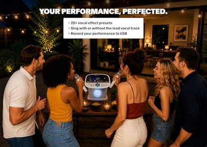 Singing Machine Karaoke Machine Screen, WiFi, Music Apps, 2 Microphones | Portable Karaoke Machine/Speaker for Adults & Kids, Ideal for House Parties, Compatible with YouTube & Spotify - color: white