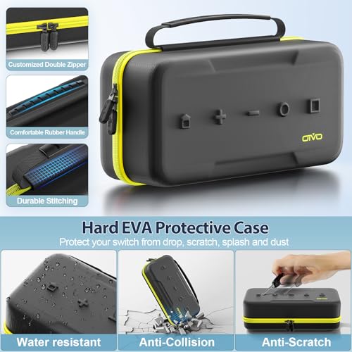 OIVO Carrying Case Compatible with 2025 Nintendo Switch, Portable Switch 2 Travel Carry Case Fit for Joy-Con 2 & Adapter, Hard Shell Protective Pouch Bag with 24 Game Slots, Yellow - color: Yellow