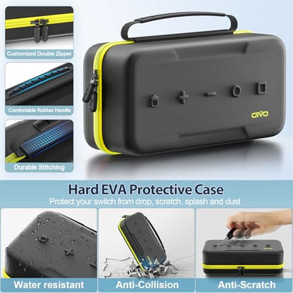 OIVO Carrying Case Compatible with 2025 Nintendo Switch, Portable Switch 2 Travel Carry Case Fit for Joy-Con 2 & Adapter, Hard Shell Protective Pouch Bag with 24 Game Slots, Yellow - color: Yellow