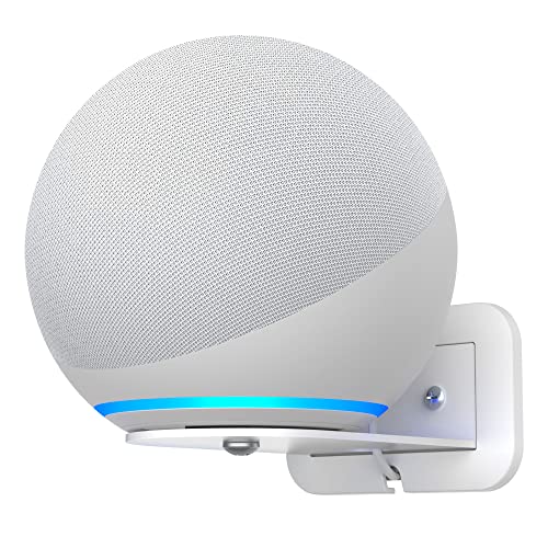 HomeMount Metal Wall Mount for Google Nest Mini & 4th Gen - Speaker Wall Mount Holder with Cable Management to Hide Messy Wires Space-Saving Accessories(White)