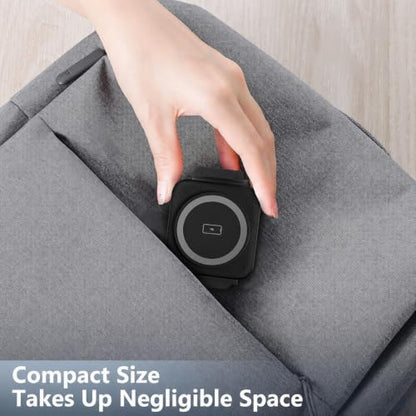Travel Charger for Samsung Multi Devices, Foldable 3 in 1 Wireless Charging Station Fast Charging Stand/Pad Compatible for Samsung Galaxy S26/S25/S24/S23/S22/Note20 Galaxy Watch8/7/6/5/4/Galaxy Buds4 - color: black grey