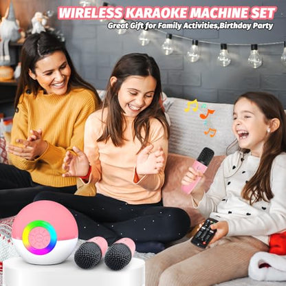 Mgaolo Mini Karaoke Machine for Kids Adults,Portable Bluetooth Speaker with 2 Wireless Microphones,Gift Toys with MP3 Player for Boys Girls 3-12 Year Old Birthday Family Home Party Present (Pink) - color: Pink 2mic