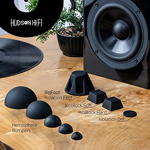 Speaker Isolation Feet – 8-Pack 1.5" Bigfoot Rubber Pads by Hudson Hi-Fi – Non-Adhesive, Anti-Vibration Feet for Turntables, Subwoofers, Amplifiers – 50 Duro, Non-Skid Audio Bumpers