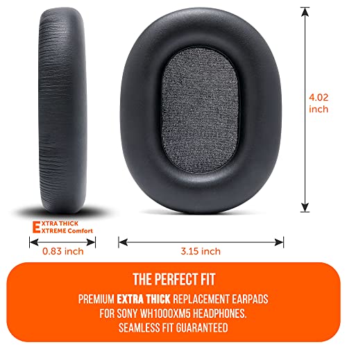 WC PadZ XM5 - Premium Replacement Earpads Compatible with Sony WH-1000XM5 | Made by Wicked Cushions | Soft PU Leather, Extra Thick, Noise-Isolating Memory Foam | Black - color: Black