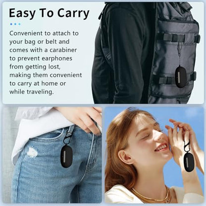 for Beats Powerbeats Fit Case Cover,NOUKAJU Earphone Protective Cover(with Carabiner + Lanyard + Cleaning Pen) Drop-Proof,Scratch-Proof,Shock-Proof,Case for Beats Powerbeats Fit(Black)