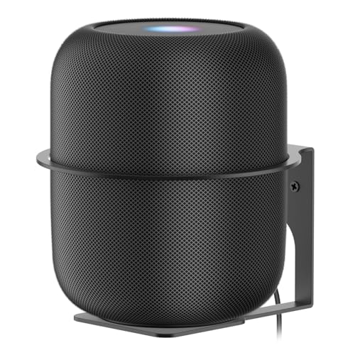 Heavy Duty Speaker Mount for HomePod 1st & 2nd Gen Wall Bracket, Easy Alignment for Homepod Wall Mount, Metal Speaker Bracket Reserved Charging Port with Mounting Hardware, Black - color: Black