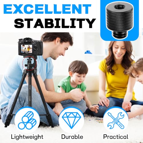 2 Pack 1/4 to 3/8 & 3/8 to 1/4 Camera Tripod Screw Adapter, Male to Female Thread Converter for Tripod Mount Light Stand Microphone Stand Monitor – Black - color: Black