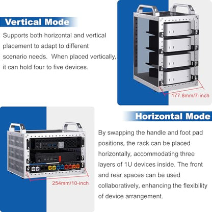 GeeekPi DeskPi RackMate TT Mini Server Rack for Mini PC, Network, Servers, Audio, and Video Equipment, 10 inch 3U/ 7 inch 5U Network Rack, 7.87 inch Depth - color: Silver