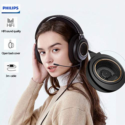 PHILIPS Over The Ear Studio Headphones for Recording Open Back Gaming Headset with Microphone Studio Monitor Headphones for PC DJ Music Piano Guitar with Detachable Mic and Audio Jack SHP9600MB - style: SHP9600MB|Performance Audio