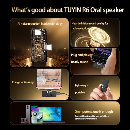 USB-C Microphone with Active Noise Cancellation, Mini Portable, Plug-and-Play, Lapel Mic for Phones, Cameras, Live Streaming, Interviews (White)
