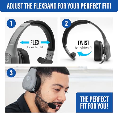 Blue Tiger Storm Gray - Wireless Trucker Bluetooth Headset with Mic - color: Gray, style: Storm