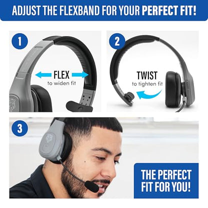 Blue Tiger Storm Gray - Wireless Trucker Bluetooth Headset with Mic - color: Gray, style: Storm