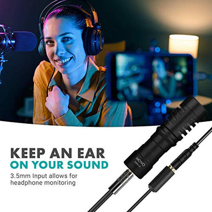 Movo MV-RC300 3.5mm TRS to TRS Line to Microphone Attenuator Cable (-25dB) with Headphone Monitoring for DSLR's, Zoom, Tascam, Mixers, and More