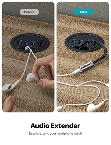 EMK TRRS 3.5mm Aux Extension Cable, 4 Pole Gold Plated Stereo Audio Cable for Headphones, Laptop, Speaker (6 Feet/2M) - size: 6 Feet, style: 3.5mm TRRS Aux Extension Cable