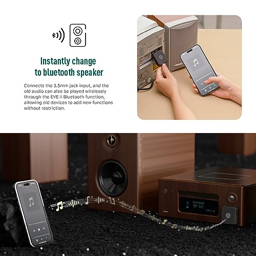 ADAM elements EVE II 2-in-1 Bluetooth Transmitter Receiver, Wireless Audio Adapter with Foldable Dual 3.5mm AUX Plugs for Airplane in-Flight Systems, Nintendo Switch, TV & Car Stereo