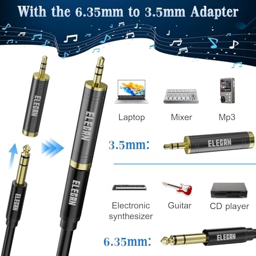6.35mm (1/4 Inch) TRS Male to XLR Female Cable 15 Ft, Balanced Professional Shielded Stereo Microphone Cable Cord, Gold Plated for Mixer AMP Speaker Amplifier with 6.35 to 3.5mm Adapter+Ties - size: 15FT, style: 6.35mm to XLR Female