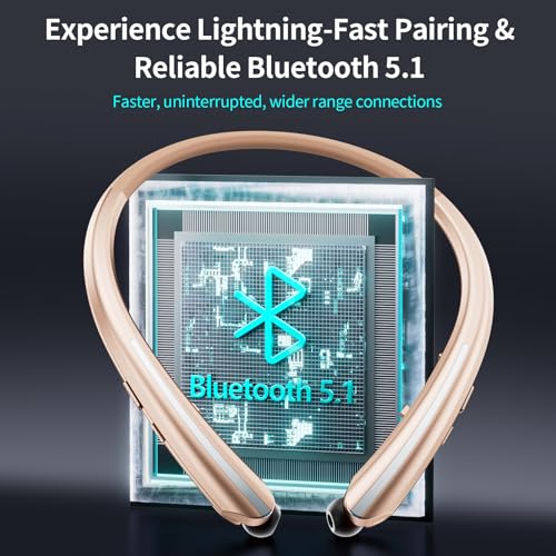 Neckband Bluetooth Headphones, Wireless Retractable Headset with Mic, IPX5 Sweatproof Earphones, Noise Cancelling Earbuds | 22H Playtime for Sports/Running/Driving (Rose Gold) - color: Rose Gold