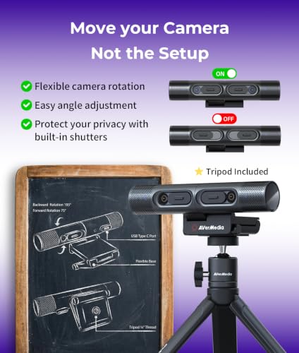 AVerMedia PW313D DualCam 2K Document Camera for Trading Cards, Miniatures - style: 2K30 DualCam