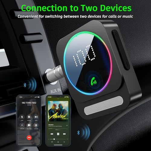 Bluetooth 5.3 Receiver for Car, Wireless Audio Adapter for Car/Home Stereo/Wired Headphones/Speaker, Bluetooth Aux Adapter, Dual AUX Outputs, RCA AUX 3.5mm Music Receiver - color: Black
