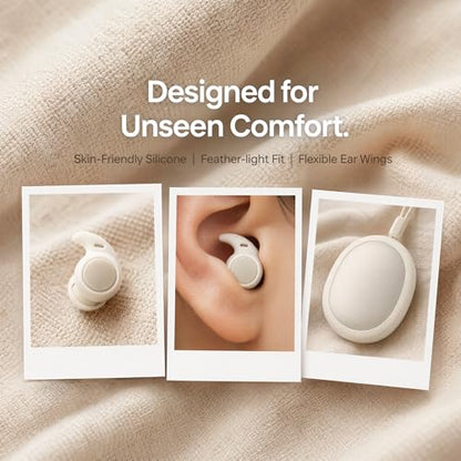 NE76 Sleep Earbuds Adaptive Noise Cancelling Earbuds Bluetooth 6.0 Wireless Headphones 40H & 165 Languages, Mini Invisible Earplugs for Side Sleepers Small Earphones for Sleeping, Travel, Work- Beige - color: Beige