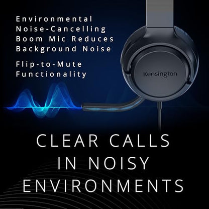 Kensington H950 EQ USB-C/USB-A On-Ear Headset with Noise-Cancelling Mic, Flip-to-Mute, in-Line Controls, Microsoft Teams & Zoom Compatible (K97468WW)