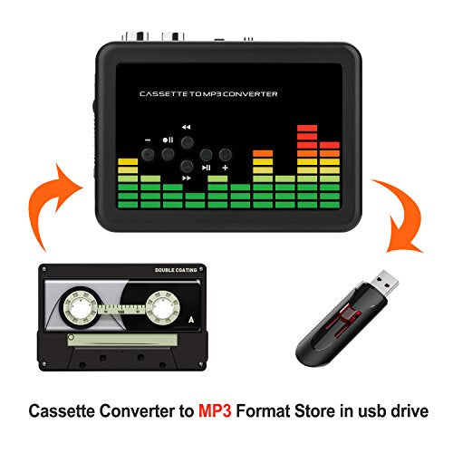 USB Cassette to MP3 Converter, Portable Cassette Tape Player No PC Required