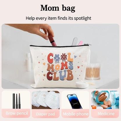 Cool Mom Club Bag Gift Mothers Day Gifts for Mom from Daughter Son New Mom Essentials Must Haves Mother Cosmetic Pouch Mother Travel Makeup Toiletry Bag Mama Christmas Birthday Gift Idea Mommy Present - color: Cool Mom Club Bag Gift