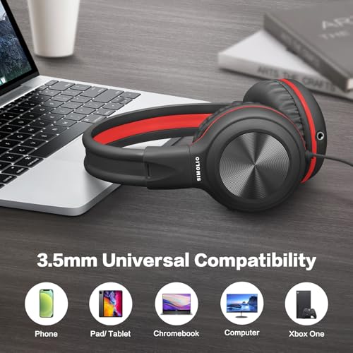 SIMOLIO Manyshare Kids Headphones, 3.5mm Wired with Mic for School - color: Black