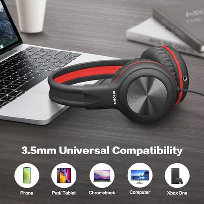SIMOLIO Manyshare Kids Headphones, 3.5mm Wired with Mic for School - color: Black