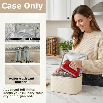 Hand Mixer Storage Case for KitchenAid 5, 6, 7 and 9 Speed Mixers - color: Light Beige