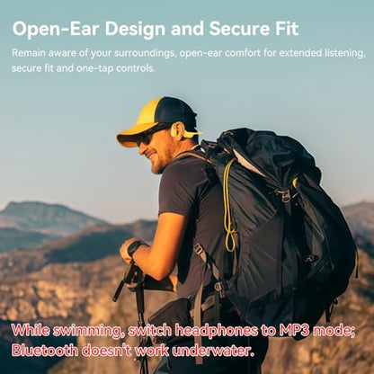 Full-Coverage Liquid Silicone Swimming Headphones, IP68 Waterproof Underwater Headphones, Bluetooth 6.0&MP3 with 32GB Memory Card, Soft/Skin-Comfortable Open Ear Bone Conduction Swim Earbuds