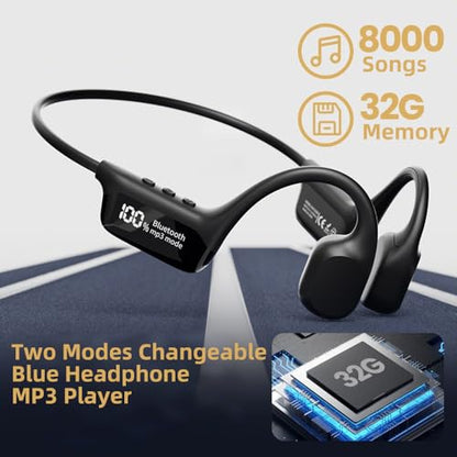 IHAO Swimming Headphones True Bone Conduction Open Ear Headset MP3 Player Built-in 32G Memory IP68 Underwater Waterproof Stereo Bluetooth Earphone for Driving Bicycling Running Skiing-X10 White - color: X10 White