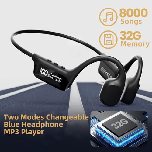 IHAO Swimming Headphones True Bone Conduction Open Ear Headset MP3 Player Built-in 32G Memory IP68 Underwater Waterproof Stereo Bluetooth Earphone for Driving Bicycling Running Skiing-X10 White - color: X10 White
