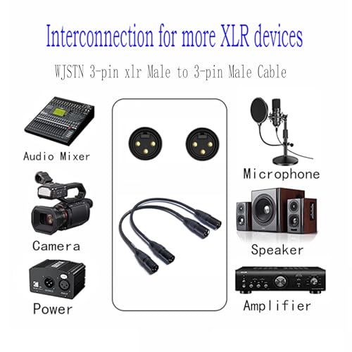 WJSTN Microphone Cable XLR Male to Male Patch Cable 3-Pin Balanced Cable DMX Cable Patch Cords 2Pack 1FT Black - size: 1Feet