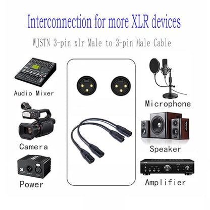 WJSTN Microphone Cable XLR Patch Cables, 3-Pin XLR Male to Male Balanced Cable DMX Cable Patch Cords with 2 Pack (2FT) - size: 2Feet