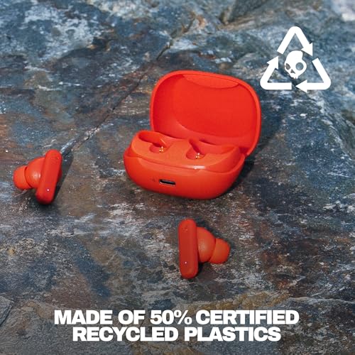 Skullcandy Smokin’ Buds Wireless Noise Isolating Earbuds - Flame | In-Ear Fit, Bluetooth, 20 Hours Battery, IPX4 Sweat and Water Resistant, Microphone for iPhone Android, Commuting, Studying - color: Flame