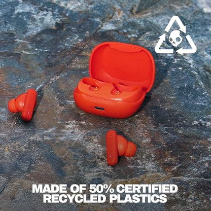 Skullcandy Smokin’ Buds Wireless Noise Isolating Earbuds - Flame | In-Ear Fit, Bluetooth, 20 Hours Battery, IPX4 Sweat and Water Resistant, Microphone for iPhone Android, Commuting, Studying - color: Flame
