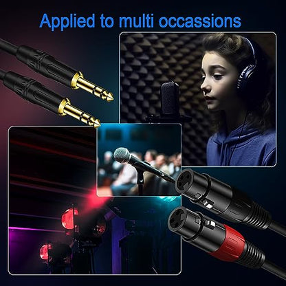 LanSenSu XLR to 1/4 TRS Stereo Adapter,XLR Female to 1/4 Inch (6.35mm) Stereo Balanced Microphone Stereo Audio Converter AdapterCable 2Pack- 11.8inch - size: 6.35mm to XLR Female-11.8in