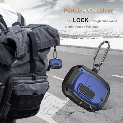 Olytop for Google Pixel Buds Pro 2/Pro Case Cover with Lock Clip & Cleaner Pen 2024/2022, Shockproof Protective Hard Shell Skin with Carabiner Men Women - Black/Blue - color: Black/Blue