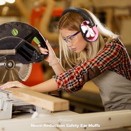 ProCase NRR 28dB Noise Reduction Ear Muffs, Foldable Adjustable Noise Cancelling Headphones - color: 1 - Metalic Pink