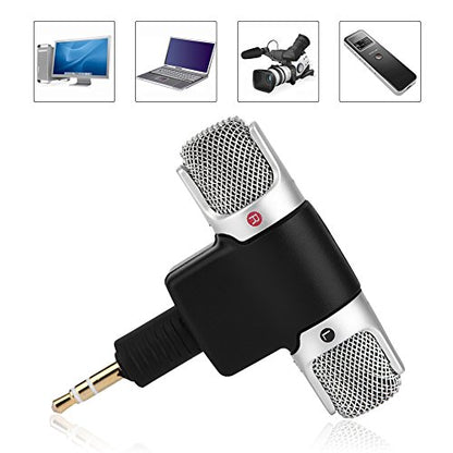 Hakeeta Mini Stereo Microphone for PC Laptop MD Camera, Directional Condenser Flexible Microphone Vlogging Microphone with 3.5mm Gold-Plating Plug