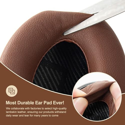 Aurivor Leather Ear-Pads Cushions for Bose QuietComfort QC-35 QC-35-ii QC-25 QC-15 QC-2 Headphones, Lambskin Replacement Ear Covers for Ae2/Ae2i/Ae2W SoundLink SoundTrue Around-Ear Headsets(Brown)