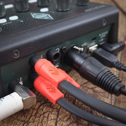 Flat Low Profile Stereo Guitar Patch Cable 6.5ft for Effects Pedals, 1/4 inch TRS Slim Straight to Right-Angle Plug, Red - color: Red, size: 6.5ft TRS(Straight to R-Angle)