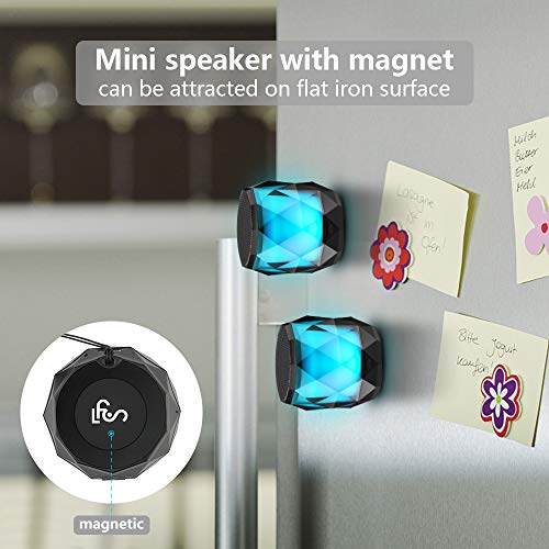 LFS Portable Mini Bluetooth Speaker with 7 Color Lights, TWS Stereo Pairing | Wireless Waterproof Speaker Magnetic, 8 Hours Playtime, Built-in microphone, Small Speaker for Shower, Home, Outdoor, Travel