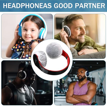 400 Pieces Headphone Covers Disposable Ear Earpads Sanitary Non-Woven Headset Cover Sweatproof Stretch Earphone Earcup Protector (White 11cm)