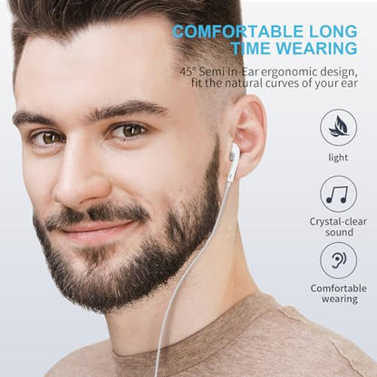 Wired Earbuds, [Clear Calls & No Noise] 3.5mm Headphones with Microphone in Ear Earphones HiFi Stereo Volume Control for iPhone/iPad/Samsung/Android/Kindle/Switch [2 Pack]