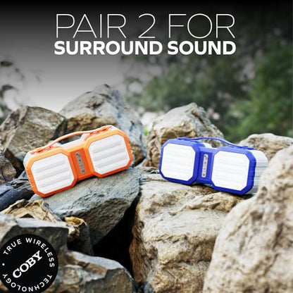 Portable Waterproof Bluetooth Speaker with FM Radio, IPX5, Party Speaker | 7-HR Battery with Micro-USB Charge, TF Card & Aux Input, Built-In Mic & Speakerphone, 33-FT Range, Outdoor Activities, Black - color: A-Black